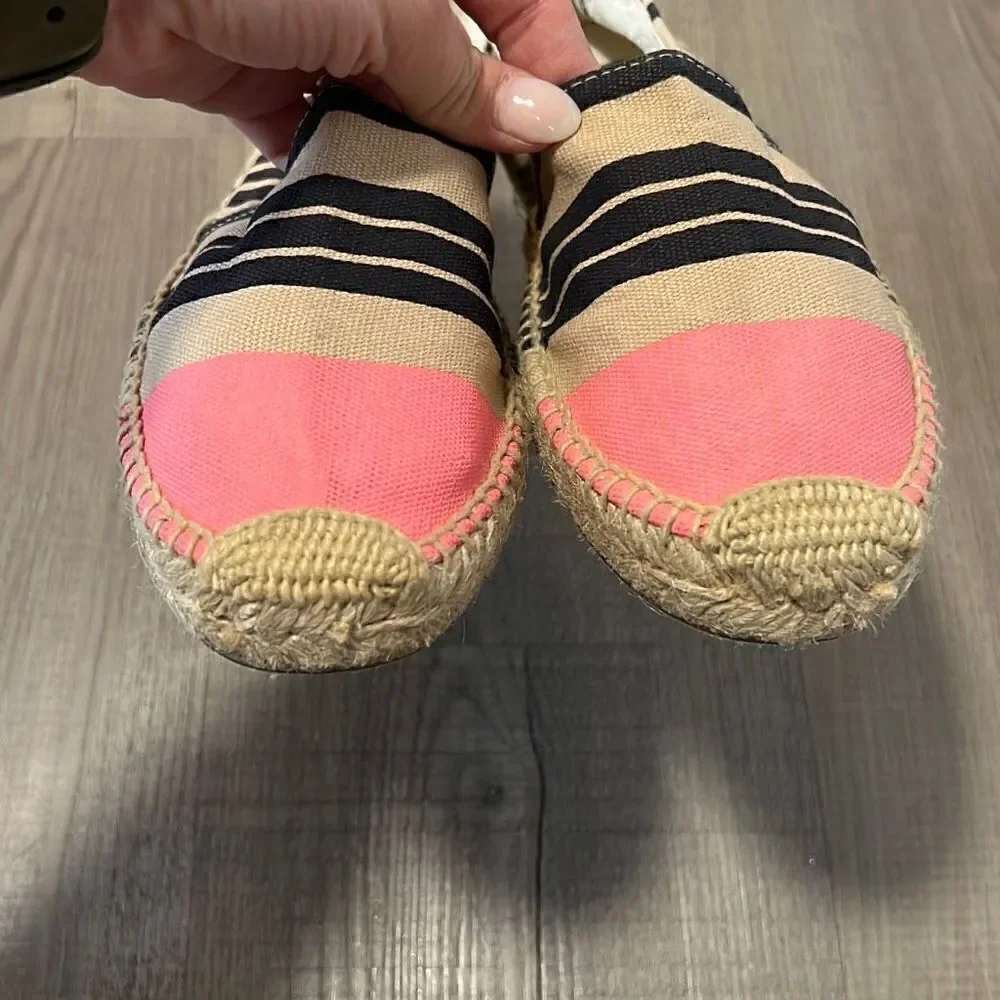NEW Sam Edelman Women's Verona Striped Espadrille Slip-On Shoes Tan & Pink Size